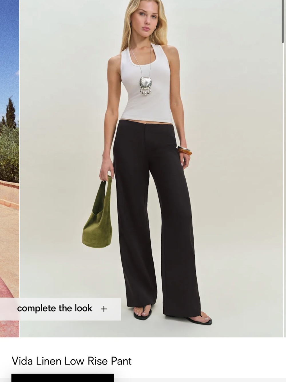 Reformation Vida Linen Low Rise Wide-Leg Pants in Black - SHORT